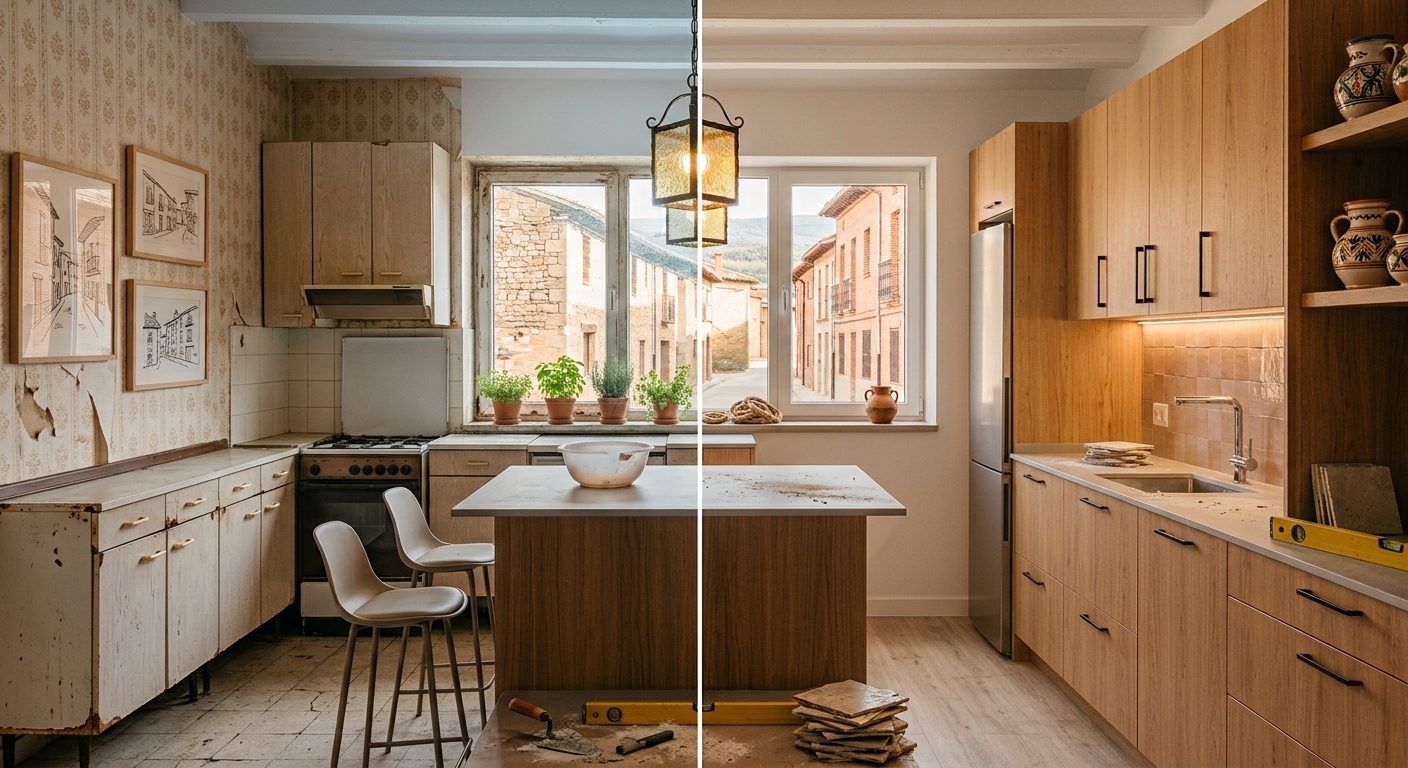 Reforma de cocina de un piso antiguo en Tudela: antes y después
